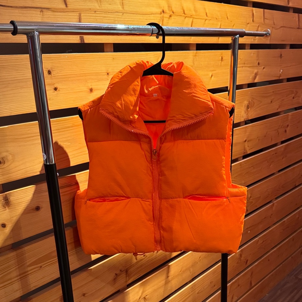 Cropped Orange Puffer Vest